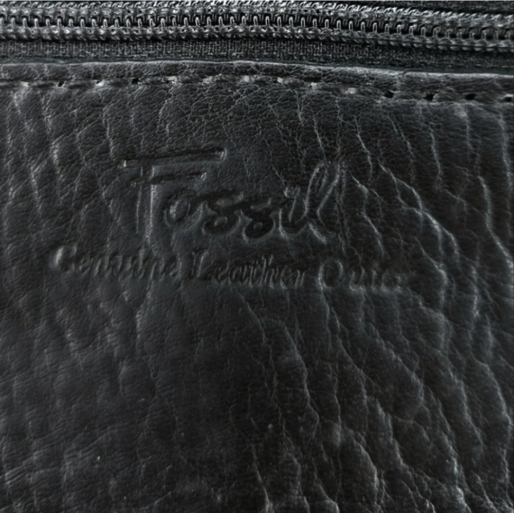 Fossil Black Leather Tri-Fold Organizer Wallet Checkbook Clutch